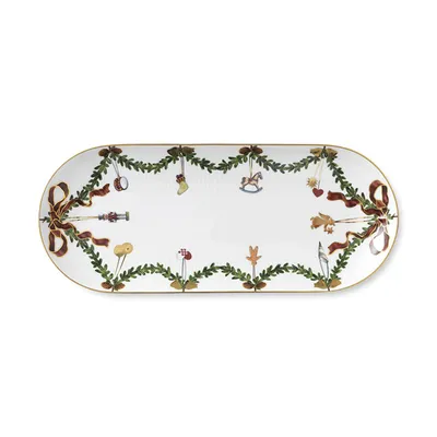 Produktbild von Star Fluted Christmas long oval dish 39cm Stollenplatte