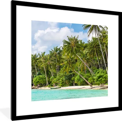 Produktbild von MuchoWow® Gerahmtes Poster Palme - Meer - Tropisch 40x40 cm - Poster mit Schwarzem Bilderrahmen Wandposter Rahmen Foto Bilder - Poster - Plakat im Rahmen