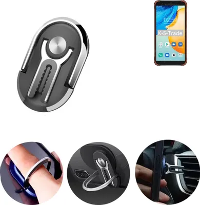 Produktbild von K-S-Trade 3in1 Smartphone-Ring Handy-Ring kompatibel mit Blackview BV4900 Pro Fingerhalterung  Handyring Tischständer Lüftungsgitter-Halterung Tisch