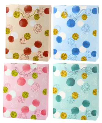 Zdjęcie produktu dla Torba na prezenty w kropki, złota pastelowa, 32 × 26 × 10 cm