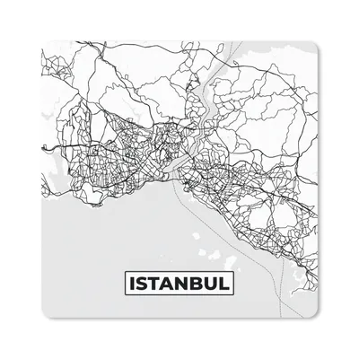 Produktbild von MuchoWow® Mauspad Mousepad Karte - Istanbul - Schwarz und weiß - Stadtplan 20x20 cm - Mousepads - Maus Mat - Pad - Mausunterlage - Desk Mat - Bureauartikeln