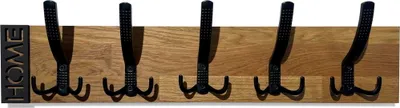 Zdjęcie produktu dla FLEXISTYLE wieszak na płaszcze nowoczesny dębowy wieszak ścienny wieszak na płaszcze drewniany dębowy design panele listwowe czarny nowoczesny naturalny 3 wymiary (dąb, 60 cm)