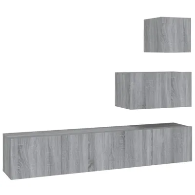 Produktbild von 4-tlg. TV-Schrank-Set Grau Sonoma Holzwerkstoff