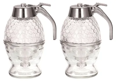 Produktbild von 1/2 Stück Honigspender-Vorratsglas mit Ständer, großes Fassungsvermögen, auslaufsicheres Design, BPA-frei, Honigtopf in Wabenform