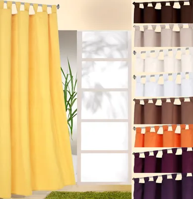 Produktbild von heimtexland ® Schlaufenschal inkl. Kräuselband blickdicht Gardine Vorhang Dekoschal Uni Typ117 gelb Höhe 245 cm x Breite 140 cm