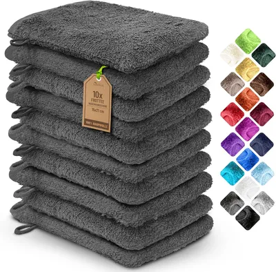 Immagine prodotto di Asciugamano - Set da 10 pezzi - 15 x 21 cm - Cotone - Grigio