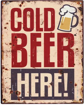 Produktbild von Moritz Deko Blechschild Cold Beer Here Retro Geschenk-Idee aus Metall Vintage-Design zur Dekoration