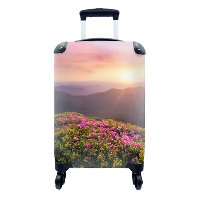 Produktbild von MuchoWow® Koffer Handgepäck Trolley Rollkoffer Kleine Reisekoffer mit 4 Rollen - Blumen - Berg - Sonnenuntergang - Landschaft - Cabin Size < 55x40x23 cm & 55x40x20 cm - Fotokoffer - Kabinenkoffer - Boardgepäck - Reise-Box - Reisekoffer - Reisegepäck - Koffer mit Bild - Trolley für Kinder