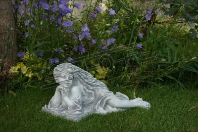 Produktbild von Gartenfigur Engel Garten 26cm Teichfigur Menschen Steinguss Gartendeko S201179