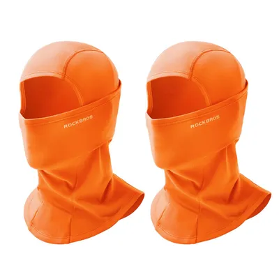 Image de ROCKBROS 2pcs Cagoule Automne Hiver pour les sports de plein air Vélo Moto Balaclava Réfléchissante Coupe-vent Anti-Poussière, Orange