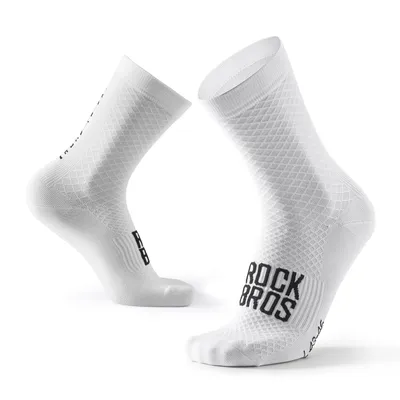 Produktbild von ROCKBROS Road-to-Sky 1 paar Fahrradsocken Herren Damen Sportsocken Rennrad Atmungsaktive Laufsocken Lange Mehrfarbig Weiß M