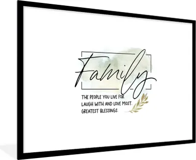 Produktbild von MuchoWow® Gerahmtes Poster Zitate - Sprichwörter - Familie 90x60 cm - Poster mit Schwarzem Bilderrahmen Wandposter Rahmen Foto Bilder - Wanddekoration - Fotos