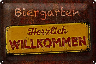 Produktbild von Blechschild Spruch 18x12cm Biergarten herzlich willkommen