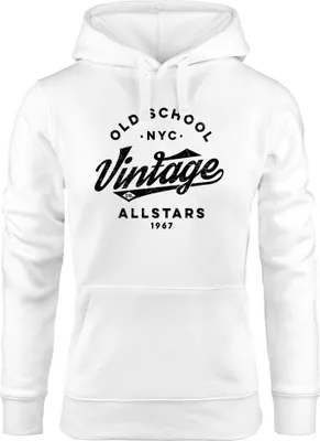 Produktbild von Hoodie Damen College Style Schriftzug Oldschool Vintage Allstars Kapuzen-Pullover Fashion Streetstyle Neverless® schwarz weiß M