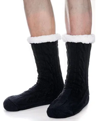 Produktbild von Herren Kuschelsocken Warme Stoppersocken Dicke Wintersocken Flauschig Thermosocken Hüttensocken ABS Winter Socken 41/46 EU Schwarz 1 Paar