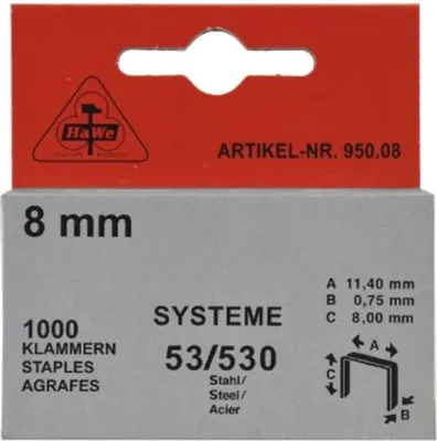 Immagine prodotto di HaWe Klammern Typ 53 Stahl 8 mm (1000 Stück)