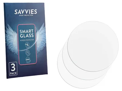 Produktbild von 3x Savvies Schutzglas Folie für Kreisrunde Displays (ø: 35.5 mm) 9H Panzer Schutzfolie Glas Displayschutz klar transparent