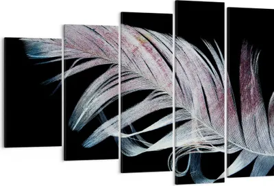 Produktbild von Bild auf Leinwand - Leinwandbild - 5 Teile - Feder die Farben Zartheit - 150x100cm - Wand Bild - Wanddeko - Wandbilder - Leinwanddruck - Bilder - Wanddekoration - Leinwand bilder - EG150x100-4959