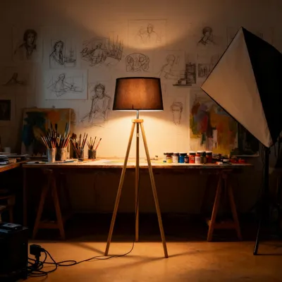 Produktbild von Modern Stehlampe LED Holz Standleuchte Stehleuchte Stoffschirm Schwenkbar E27 für Schlafzimmer Esszimmer Hotel Flur Halle, Farbe:Schwarz-Lampenschirm