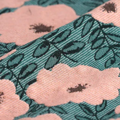Produktbild von Jacquard Stoff mit großen Blüten, Seegrün, Baumwolle Polyester, 150 cm breit