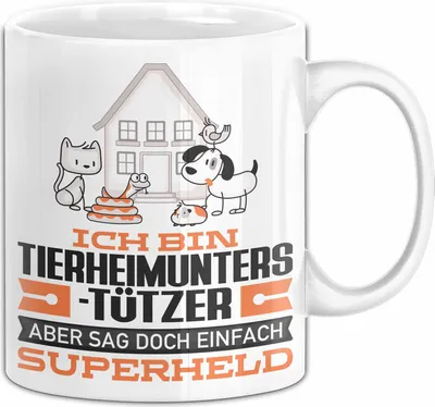 Produktbild von Tierheimunterstützer Geschenk Tasse Ich Bin Tierheimunterstützer Aber Sag Doch Einfach Superheld Lustige Geschenkdiee für Tierheimunterstützer Kaffee-Becher (Weiß)