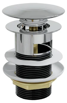 Produktbild von HAGO24 Ablaufventil Chrom Waschbecken mit Überlauf Ablaufgarnitur Push-Open Abflussventil Messing 1 1/4 Zoll Universell Waschbeckenstöpsel