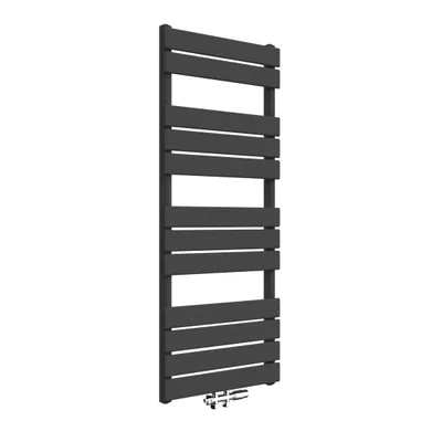 Produktbild von Badheizkörper Design Flach Heizkörper Handtuchhalter Handtuchtrockner 1200 x 500 mm Anthrazit Vertikal mit Mittelanschluss Heizung Handtuchwärmer