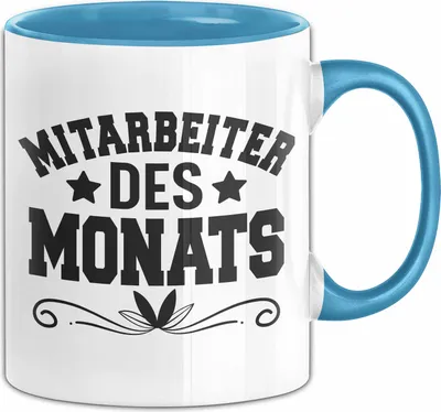Produktbild von Mitarbeiter Des Monats Tasse Geschenk Bester Mitarbeiter Angestellter Kaffee-Becher (Blau)