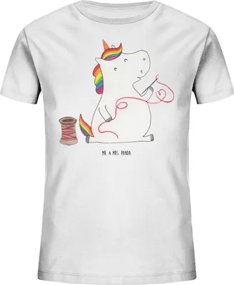Produktbild von Mr. & Mrs. Panda Kleinkinder T-Shirt Einhorn Näherin 5-6 Jahre (110/116) - Weiß - Geschenk, Unicorn, Nähen, Kinder Jungen, Kindershirt, Basteln, Einhörner, Teenager