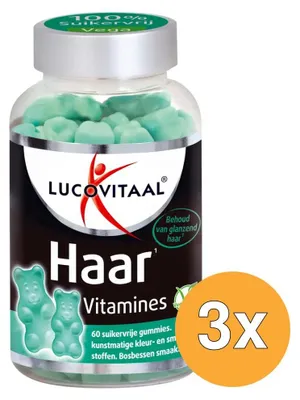 Produktbild von 3x Lucovitaal Haarvitamine (60 Gummibärchen)