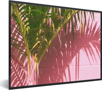 Produktbild von MuchoWow® Gerahmtes Poster Pflanze - Sommer - Tropisch - Rosa 80x60 cm - Poster mit Schwarzem Bilderrahmen Wandposter Rahmen Foto Bilder - Schwarzem - Mit Gestell