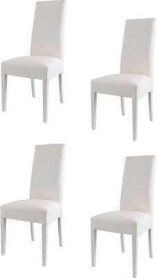 t m c s Tommychairs - Sada 4 moderných stoličiek LUISA do kuchyne a jedálne, robustná konštrukcia z lakovaného bukového dreva bielej farby, čalúnené a potiahnuté bielou imitáciou kože