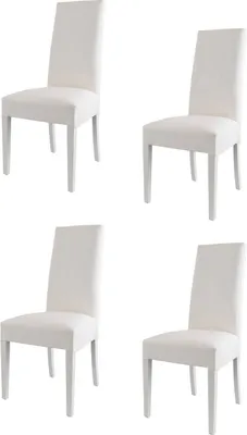 Obrázok produktu pre t m c s Tommychairs - Sada 4 moderných stoličiek LUISA do kuchyne a jedálne, robustná konštrukcia z lakovaného bukového dreva bielej farby, čalúnené a potiahnuté bielou imitáciou kože