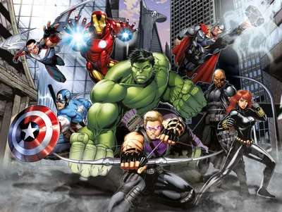 Obrázok produktu pre Sanders & Sanders Fototapeta The Avengers zelená, červená a sivá - 601035 - 3,6 x 2,7 m