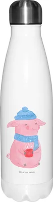 Produktbild von Mr. & Mrs. Panda Thermos Schwein Glühwein - Weiß - Geschenk, trinkflaschen, Trinkflasche, Nikolaus, Thermosflasche, Weihnachtsmarkt, Punsch, thermosflaschen, Glühschwein