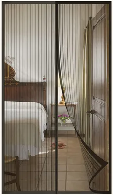 Image de Moustiquaire magnétique pour portes, moustiquaire pour portes-fenêtres, moustiquaire pour portes de terrasse, moustiquaire verticale avec système magnétique (85 x 210 cm, noir)