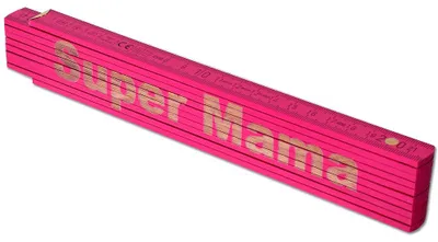 Produktbild von TE-Trend Zollstock Pink 2 Meter Maßstab Gliedermaßstab Gravur Super Mama