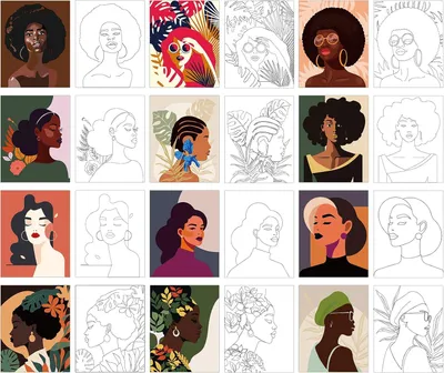 Productafbeelding van 12 Vellen Voorgetekend Canvas voor Volwassenen Kinderen
