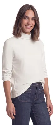 Produktbild von Street One Damen Langarm Shirt in Unifarbe mit Rollkragen