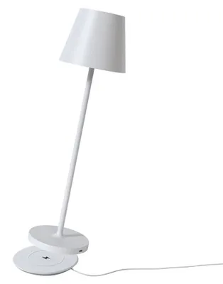 Productafbeelding van LED-accu tafellamp, wit, IP54, 2,2W, 190lm, warmwit (2700K), dimbaar, met inductief oplaadstation