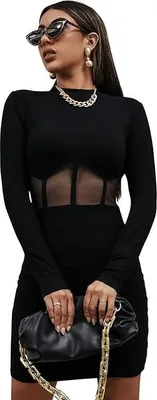 Produktbild von GORGLITTER Kurzärmeliges Figurbetontes Kleid Schwarz S