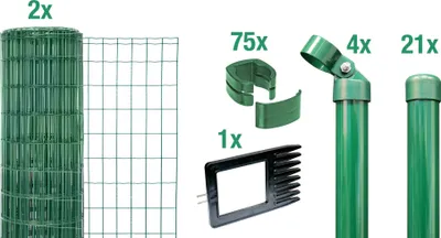 Produktbild von Alberts Fix-Clip Pro Gartenzaun, Höhe 102 cm, Länge 50 m, Zaun-Komplettset zum Einbetonieren, grün
