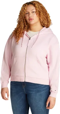 Produktbild von Tommy Hilfiger Damen Hoodie mit Reißverschluss Script Zip aus Baumwolle, Rosa (L
