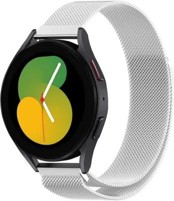 Produktbild von Strap-it Milanese Armband - Kompatibel mit Samsung Galaxy Watch 5 Armband 40mm Edelstahl Armband mit Magnetverschluss - Ersatzarmband - Hochwertiges Material - für Smartwatch 20mm Armband Silber