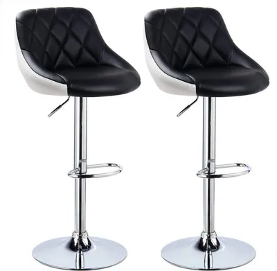 Zdjęcie produktu dla Stołek barowy Bolt Edge – czarny – sztuczna skóra – ergonomiczny – regulowana wysokość – wysokość siedziska 60–82 cm – zestaw 2 sztuki
