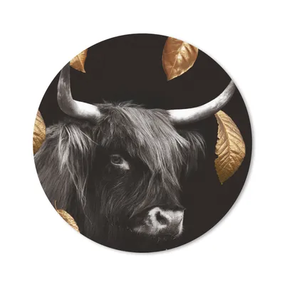 Produktbild von MuchoWow® Mauspad Mousepad Schottischer Highlander - Gold - Schwarz - Weiß 50x50 cm - Mousepads - Maus Mat - Pad - Mausunterlage - Vinyl