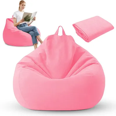Zitzak ohne Füllung XL 100x120 cm, Leinen-Baumwolle, rosa