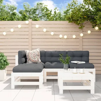 Produktbild von Design Möbel 5-tlg. Garten-Lounge-Set Weiß Massivholz Kiefer - 2024 Neu