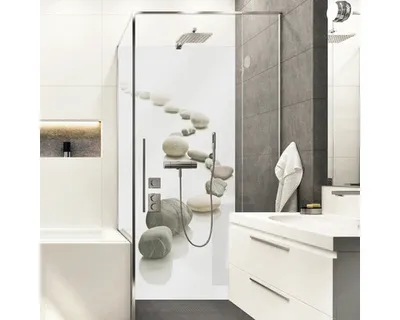 Produktbild von Duschrückwand mySpotti Shower Stone Path Steine Kieselsteine 255 x 100 cm SH-255100-1256-HB