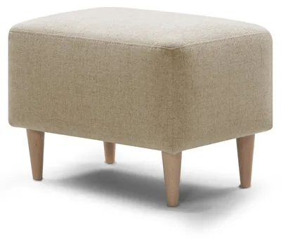Produktbild von Bequemer Polsterhocker für Relaxsessel | beige | XDREAM | Fusshocker mit Holzfüßen